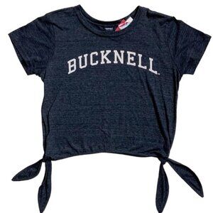 Spirit Bucknell College Tee Tie Up Knotted Short Sleeve Shirt Women Blue Medium